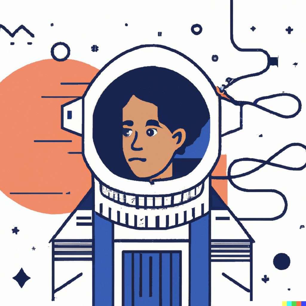 an astronaut, modern flat design style illustration with line elements